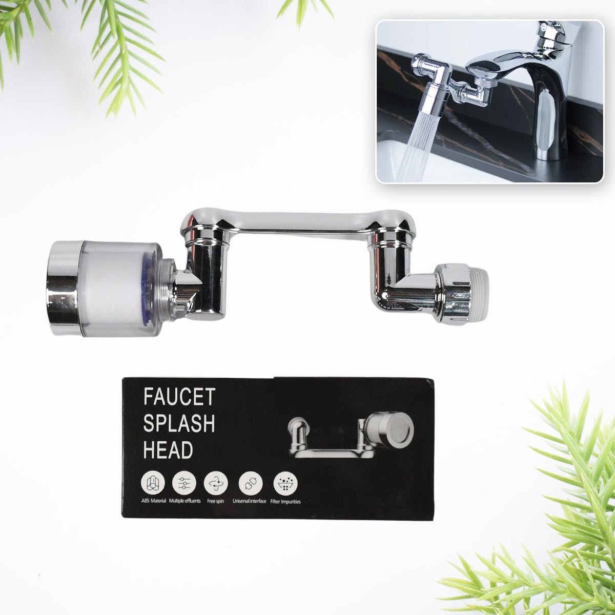 Rotating Splash Filter Faucet Sprayer Head Double O-ring Design For Bathroom Kitchen