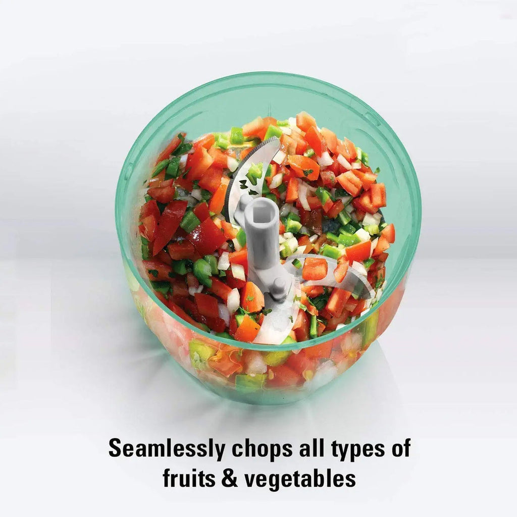 6 BLADE 2IN1 MANUAL FOOD CHOPPER, COMPACT & POWERFUL HAND HELD VEGETABLE CHOPPER (1000Ml)